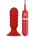 Малый красный вибромассажёр для анальной стимуляции Dream Toys MENZSTUFF RIBBED TORPEDO 20722 (10 см)