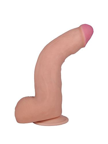 Телесный фаллоимитатор с мошонкой на присоске LOVETOY (А-Полимер) F LINE 583603 (22 см)