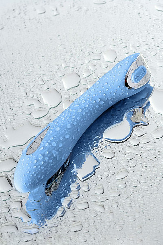 Голубой силиконовый вибратор с электростимуляцией ToyFa TESLA G-POINT 796004 (21 см)