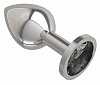 Серебристая средняя пробка с чёрным кристаллом Сумерки богов 523-09 black-DD (8,5 см)