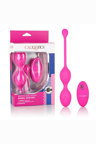 Розовые вагинальные шарики с ДУ и функцией памяти California Exotic Novelties Remote Dual Motor Kegel System SE-0077-43-3