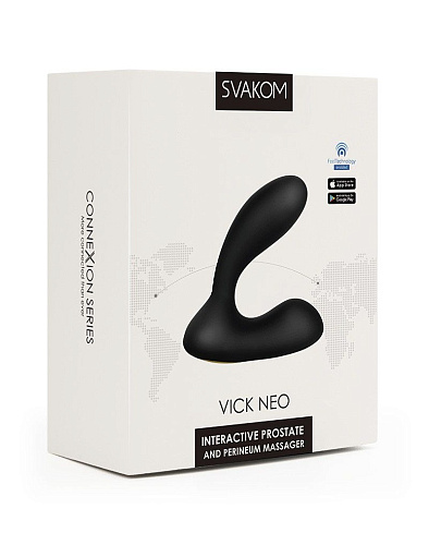 Чёрный интерактивный вибромассажёр простаты и промежности Svakom Vick Neo SPM-03D