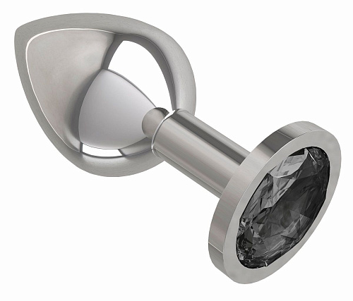 Серебристая средняя пробка с чёрным кристаллом Сумерки богов 523-09 black-DD (8,5 см)
