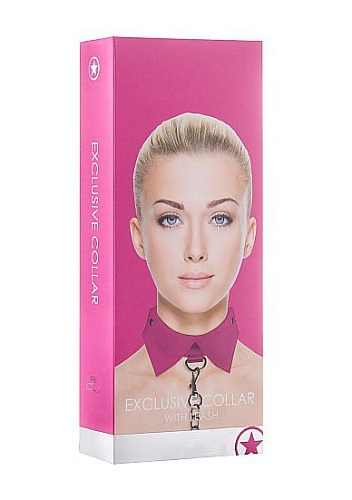 Розовый кожаный воротник с поводком Shots Media BV OU145PNK