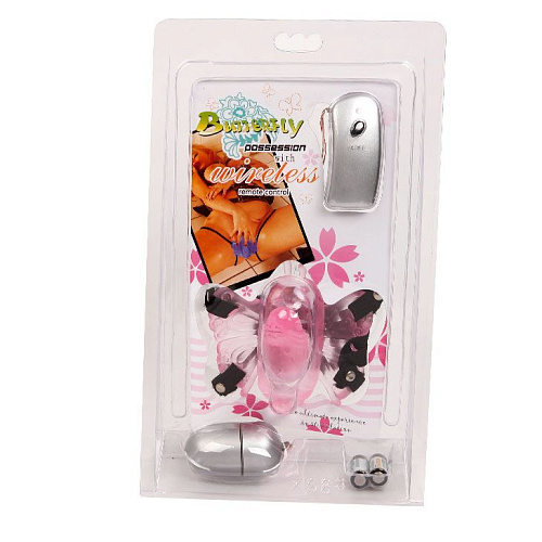 Бабочка розового цвета для клитора с беспроводным управлением Baile BW-014035A-0101