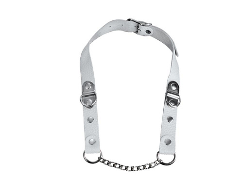 Белый кожаный кляп с цепью Sitabella 3095-3