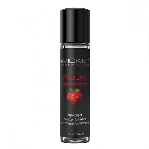 Лубрикант с ароматом «Клубники» Wicked AQUA Strawberry 90411 (30 мл)