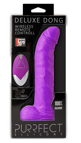 Фиолетовый вибратор на присоске Dream Toys PURRFECT SILICONE DELUXE REMOTE VIBE 8IN 21170 (20 см)