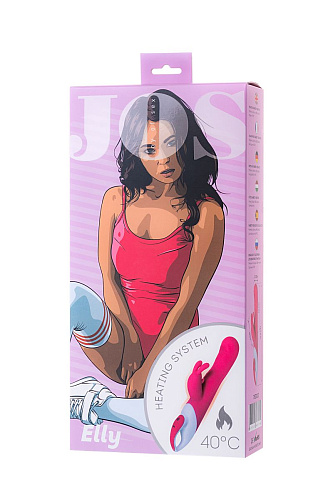 Розовый вибратор с клиторальным стимулятором с подогревом JOS ELLY 783003 (21,5 см)