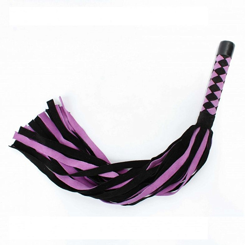 Чёрно-розовая плеть из замши БДСМ арсенал 54049ars (58 см)