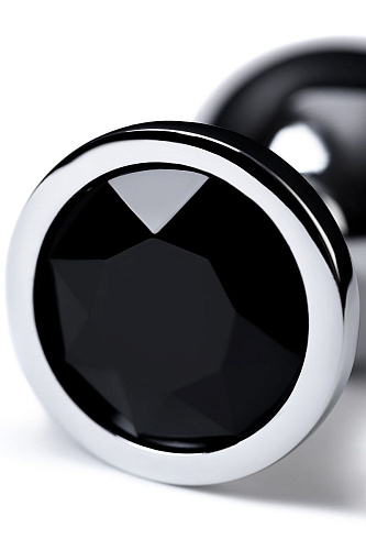 Серебристая коническая анальная пробка с чёрным кристаллом ToyFa 717014-5 (7 см)