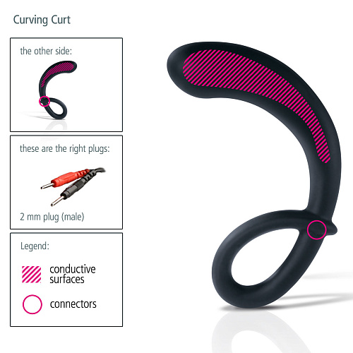 Стильный массажёр простаты MyStim Curving Curt 46450 (13 см)