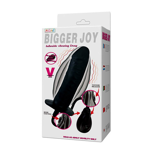 Чёрный расширяющийся вибратор Baile Bigger Joy BW-008078DAQ (15,5 см)