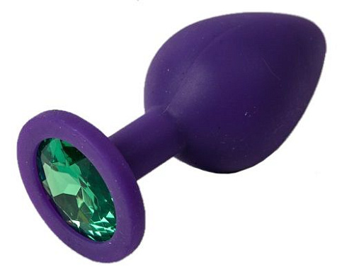 Синяя силиконовая пробка с зелёным кристаллом 4sexdreaM 47131 (8,2 см)