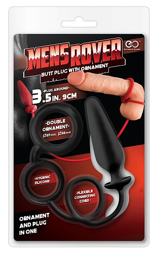 Чёрное эрекционное кольцо с подхватом и анальным плагом NMC Mens Rover 0533424