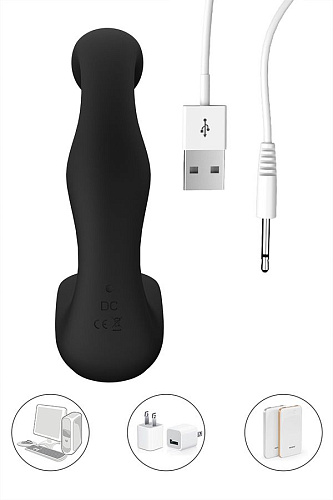 Стимулятор простаты с гибкой головкой чёрного цвета S-HANDE Landy SHD-010