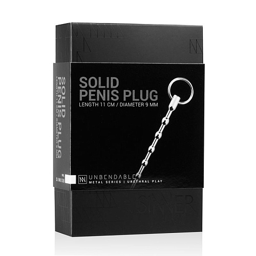 Серебристый уретральный стимулятор EDC Wholesale Sinner Solid Metal Dilator With Pull Ring SIN038