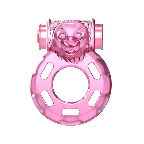 Розовое эрекционное кольцо с вибрацией Baile Pink Bear BI-010084