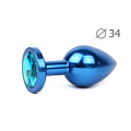 Коническая синяя анальная втулка с голубым кристаллом Anal Jewelry Plug BLUM-05 (8,2 см)