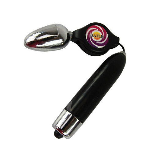 Серебрянное виброяйцо с растягивающимся шнуром Baile BI-014122-3