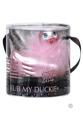 Вибромассажёр-уточка розового цвета Big Teaze Toys I Rub My Duckie Travel Paris Rose 10143