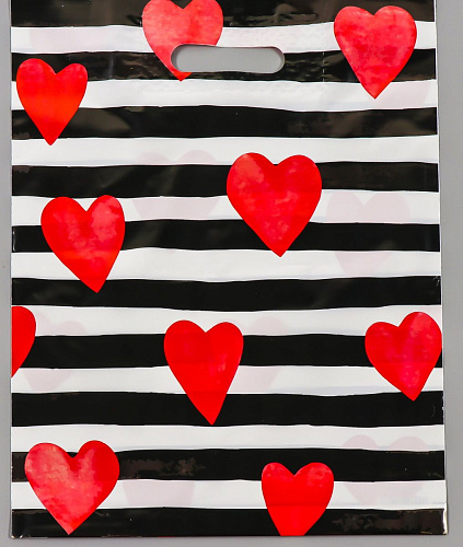 Полиэтиленовый пакет Сима-Ленд «Красные сердечки» 4668408 (31×40 см)