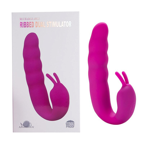 Розовый вибратор Howells Ribbed Dual Stimulator 183314 rose (17 см)