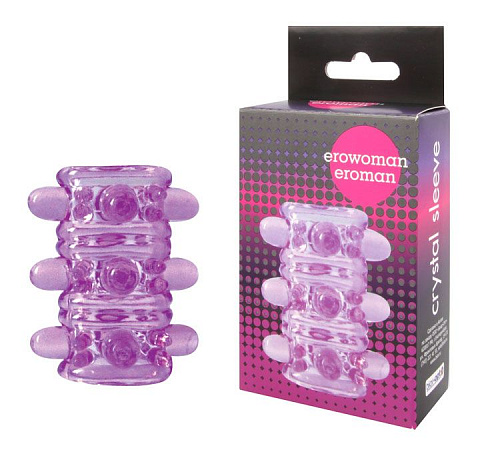 Открытая фиолетовая насадка на пенис Bior toys Crystal Sleeve EE-10085-1 (5,5 см)