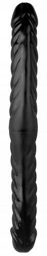 Чёрный двухсторонний спиралевидный фаллоимитатор Сумерки богов 1017-52 BX DD (42,5 см)