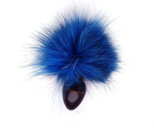 Анальная пробка с голубым заячьим хвостом Wild Lust HT32black/skyblue (8 см)