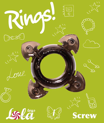 Чёрное эрекционное кольцо Lola toys Rings Screw 0112-41Lola