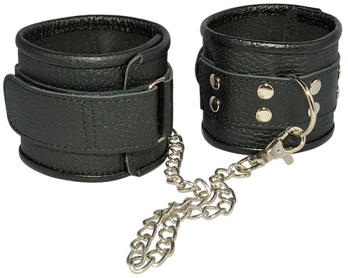 Кожаные черные оковы на липучках Sitabella 3073-1
