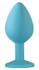Средняя голубая анальная пробка с розовым кристаллом Lola toys Emotions Cutie Medium 4012-03Lola (8,5 см)
