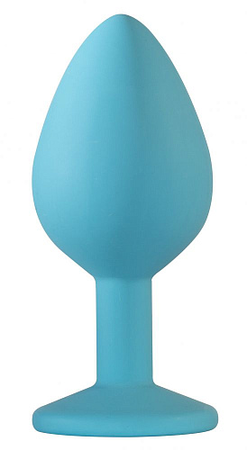 Средняя голубая анальная пробка с розовым кристаллом Lola toys Emotions Cutie Medium 4012-03Lola (8,5 см)