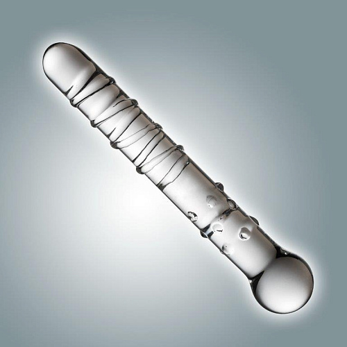 Стеклянный прозрачный фаллоимитатор с рельефом Сумерки богов 0070 BX DD