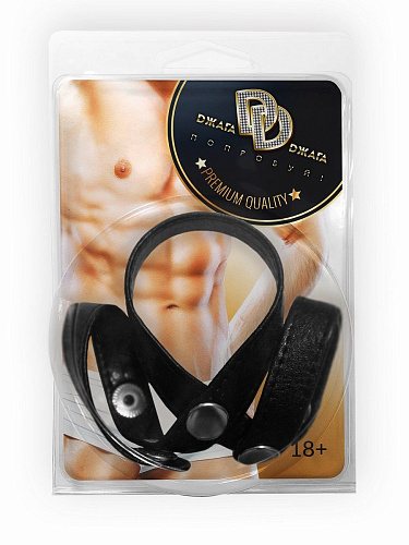 Чёрный разделитель мошонки из экокожи на заклёпках Сумерки богов 901-10 BX DD