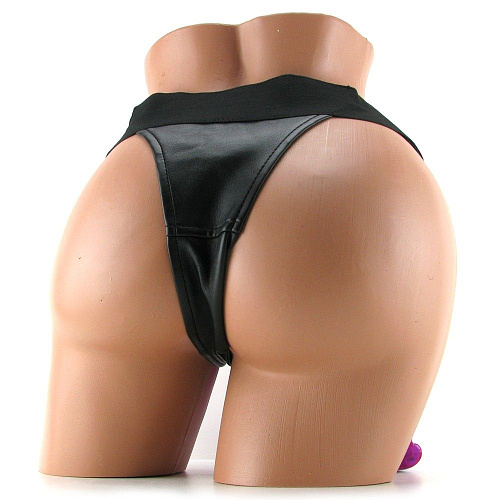 Фиолетовый двойной страпон с вибрацией Pipedream Double Penetrator Vibe Strap-On PD3881-00 (19 см)