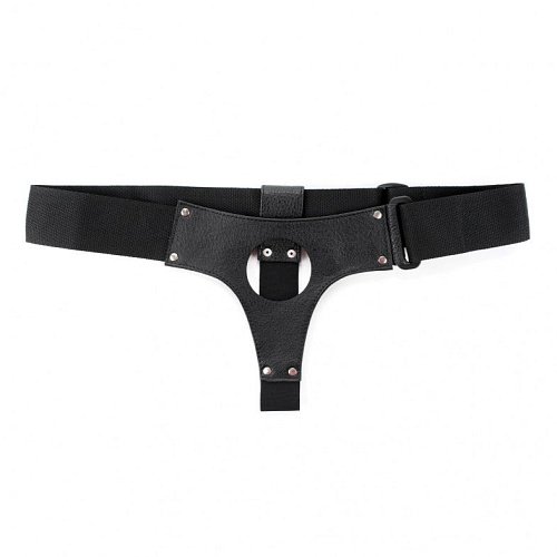 Чёрные кожаные трусики для больших насадок БДСМ арсенал 52010ars