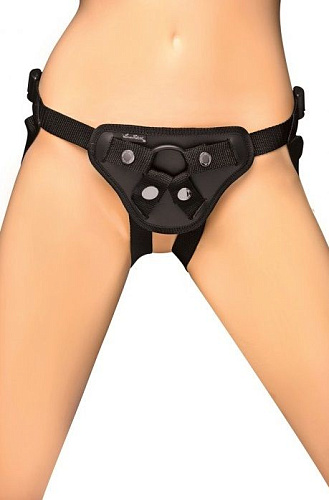 Чёрные трусики для страпона Lux Fetish LF1372-BLK