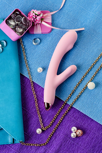 Розовый вибромассажёр со стимулятором клитора Eromantica MERYL 230205 (22,5 см)