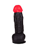 Чёрный фаллоимитатор с красной головкой LOVETOY (А-Полимер) 391200 (17 см)