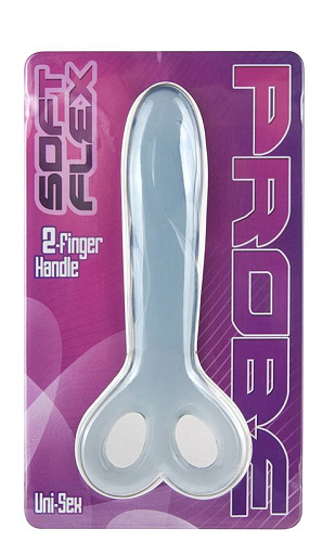 Голубой анальный массажёр Seven Creations SOFT FLEX 2 FINGER HANDLE PROBE 18-44LBLU-BCD (12 см)