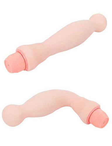 Телесный гнущийся вибратор с шаровидной головкой Eroticon 30335 (21 см)