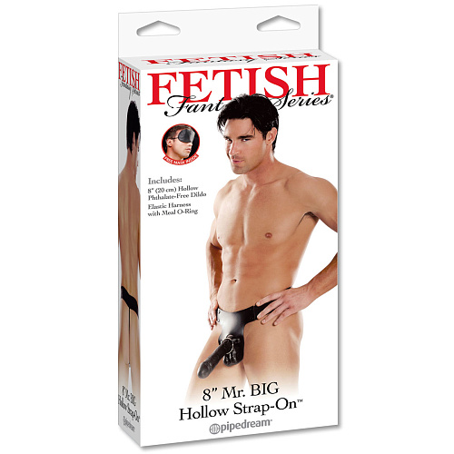 Полый страпон чёрного цвета Pipedream Mr. Big Hollow 8 Strap-on PD3940-23 (20,3 см)