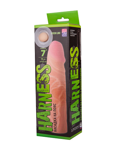 Телесная насадка на Harness с коннектором GREEN LINE LOVETOY (А-Полимер) 841105 (18 см)