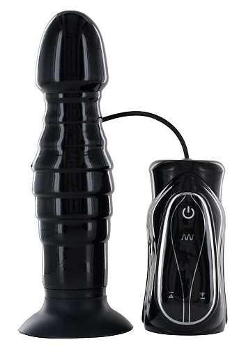 Чёрный анальный стимулятор с вибрацией Seven Creations THRUSTING BLACK Z003B1F181B1 (17,5 см)