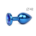 Коническая синяя анальная втулка с синим кристаллом Anal Jewelry Plug BLUL-13 (9,3 см)