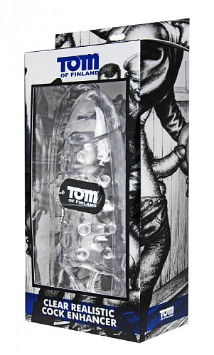 Прозрачная насадка на член с кольцом для мошонки XR Brands Tom of Finland Clear Realistic Cock Enhancer TF3049 (24 см)