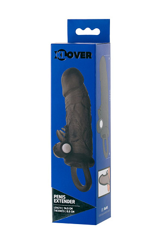 Чёрная насадка на пенис с вибрацией ToyFa XLover 748035