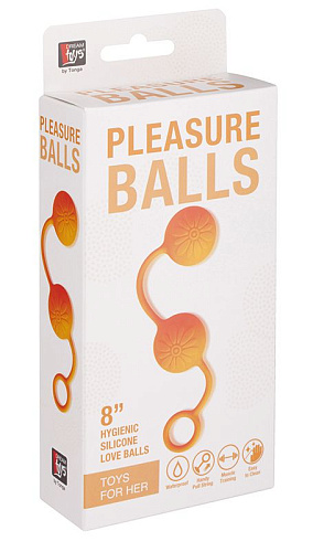 Оранжевые вагинальные шарики с цветочками на поверхности Dream Toys 20576